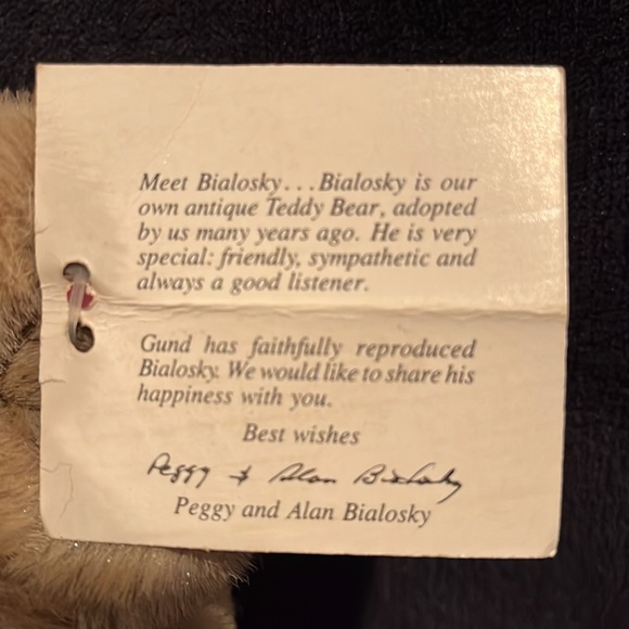 BIALOSKY GUND 18" Teddy Bear 1982 Baseball VINTAGE NEW TAG - Picture 5 of 5